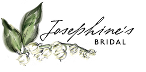 The logo for josephine 's bridal has a lily of the valley on it.