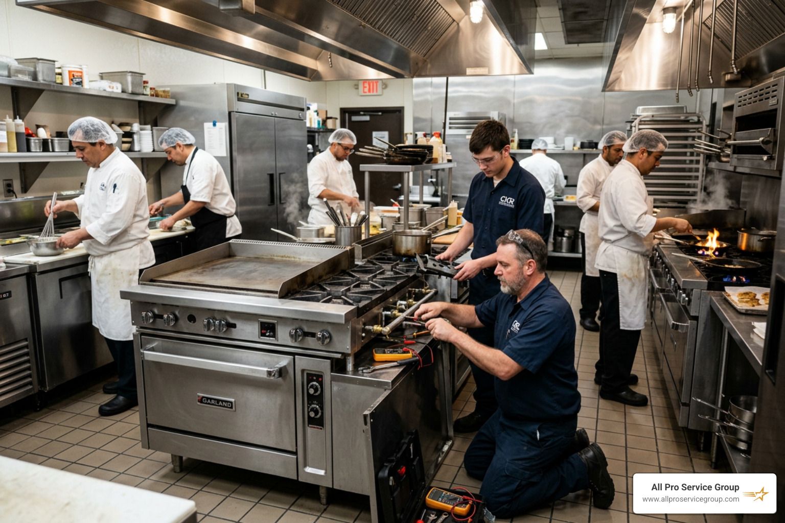 commercial gas range repairs in a busy restaurant kitchen - commercial gas range repairs