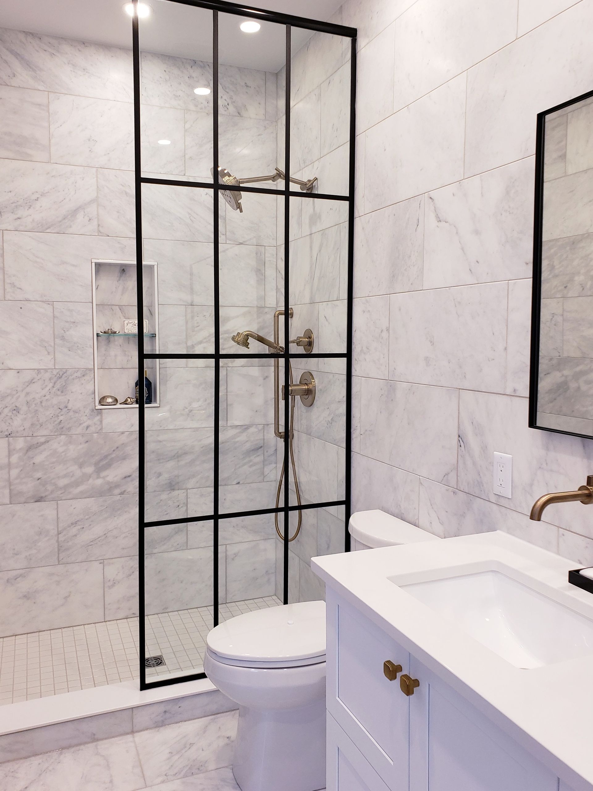 home improvement glass shower tiled wall bathroom
