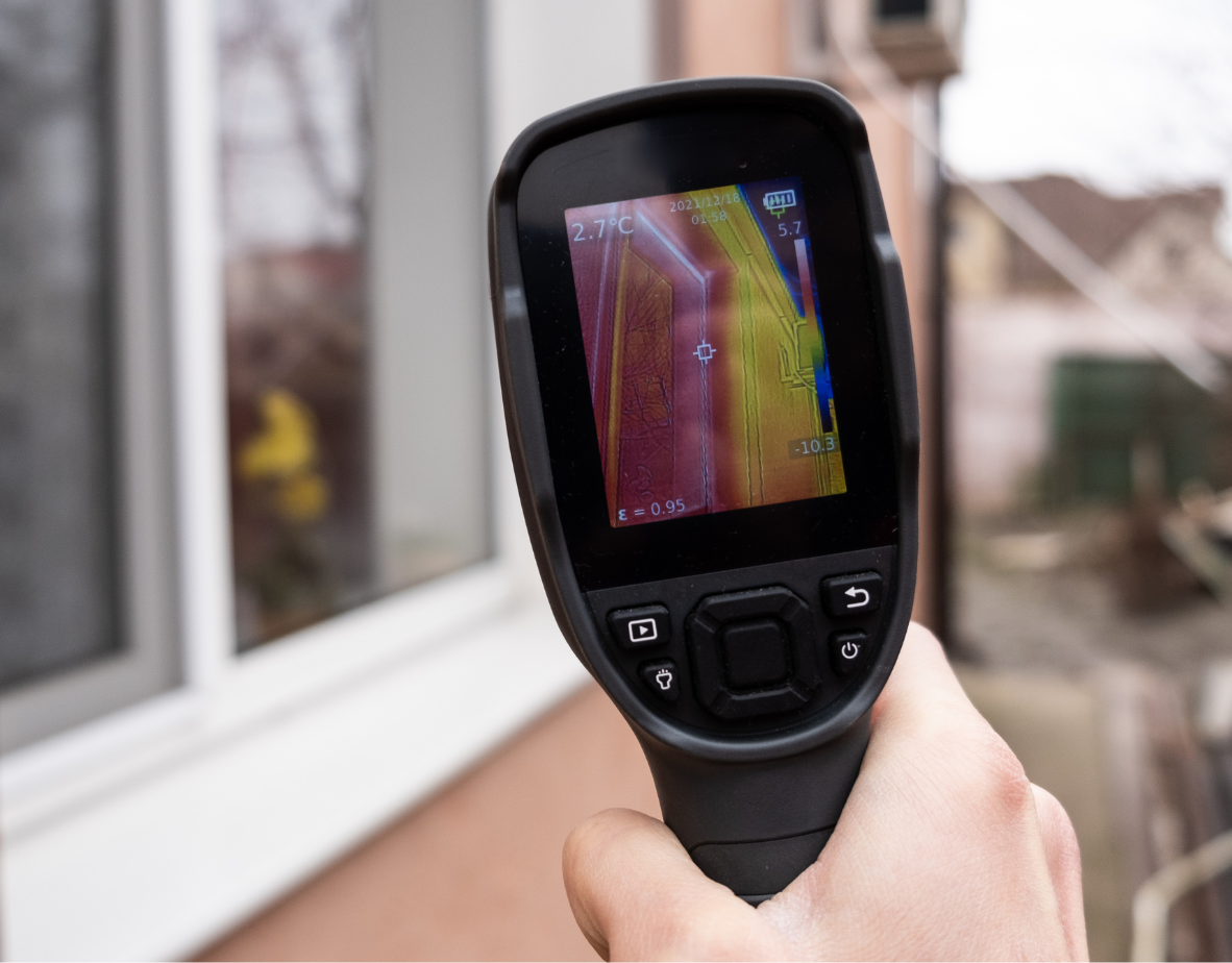 Thermal imaging camera used in mold inspection