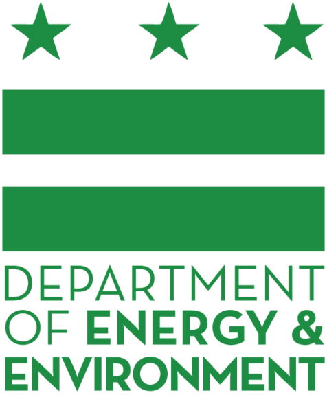 Green logo for the DC Department of Energy & Environment: three stars above two horizontal bars, and the department name.