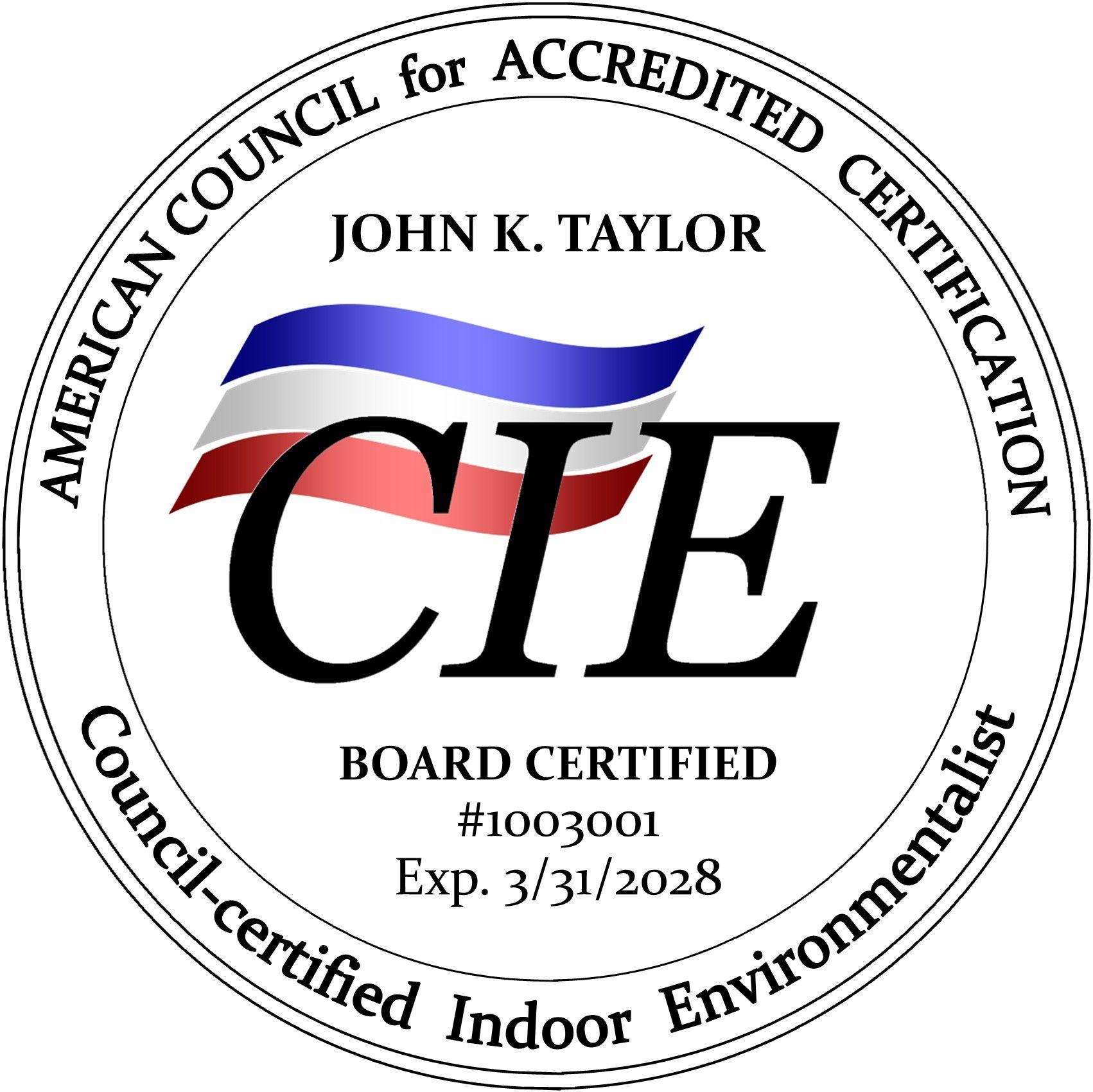 Circular certification seal with American flag and