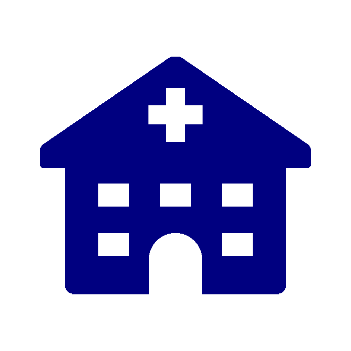 icône bleue de bâtiment hospitalier