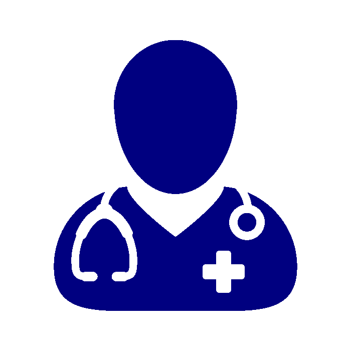 icône bleue de docteur avec stéthoscope avec chapeau