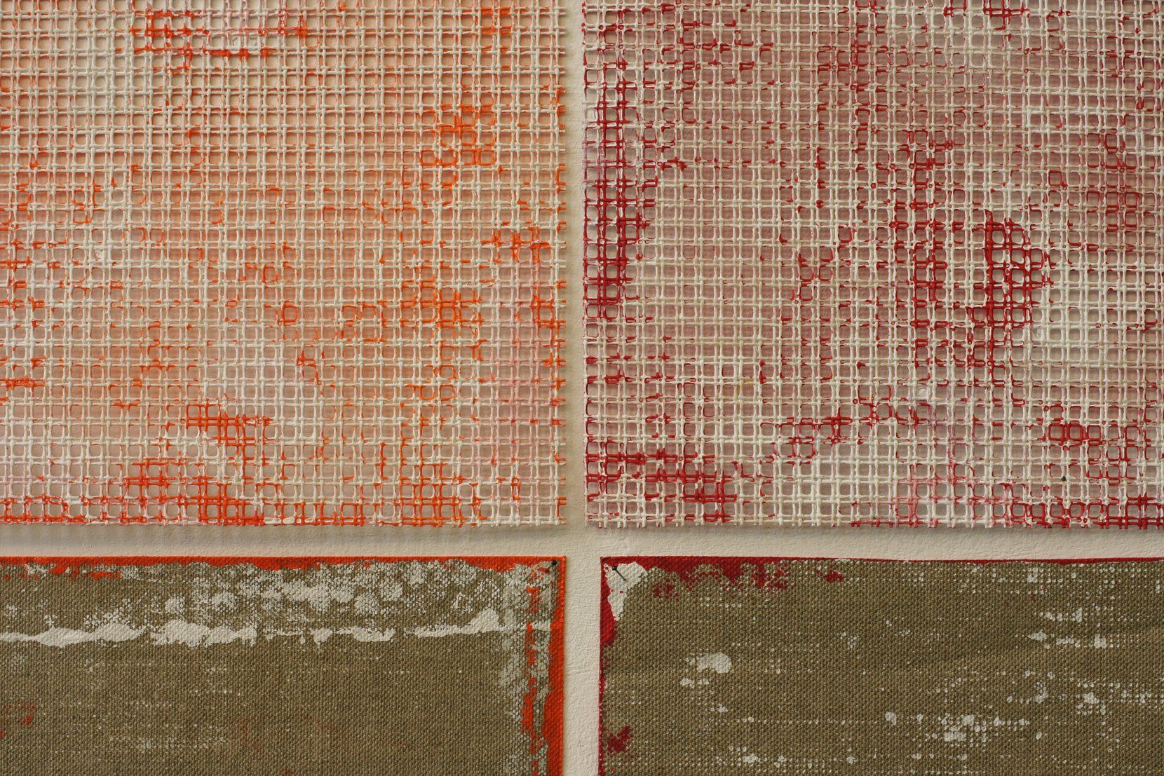 24 pieces grit and linen, painted on the backside. Detail