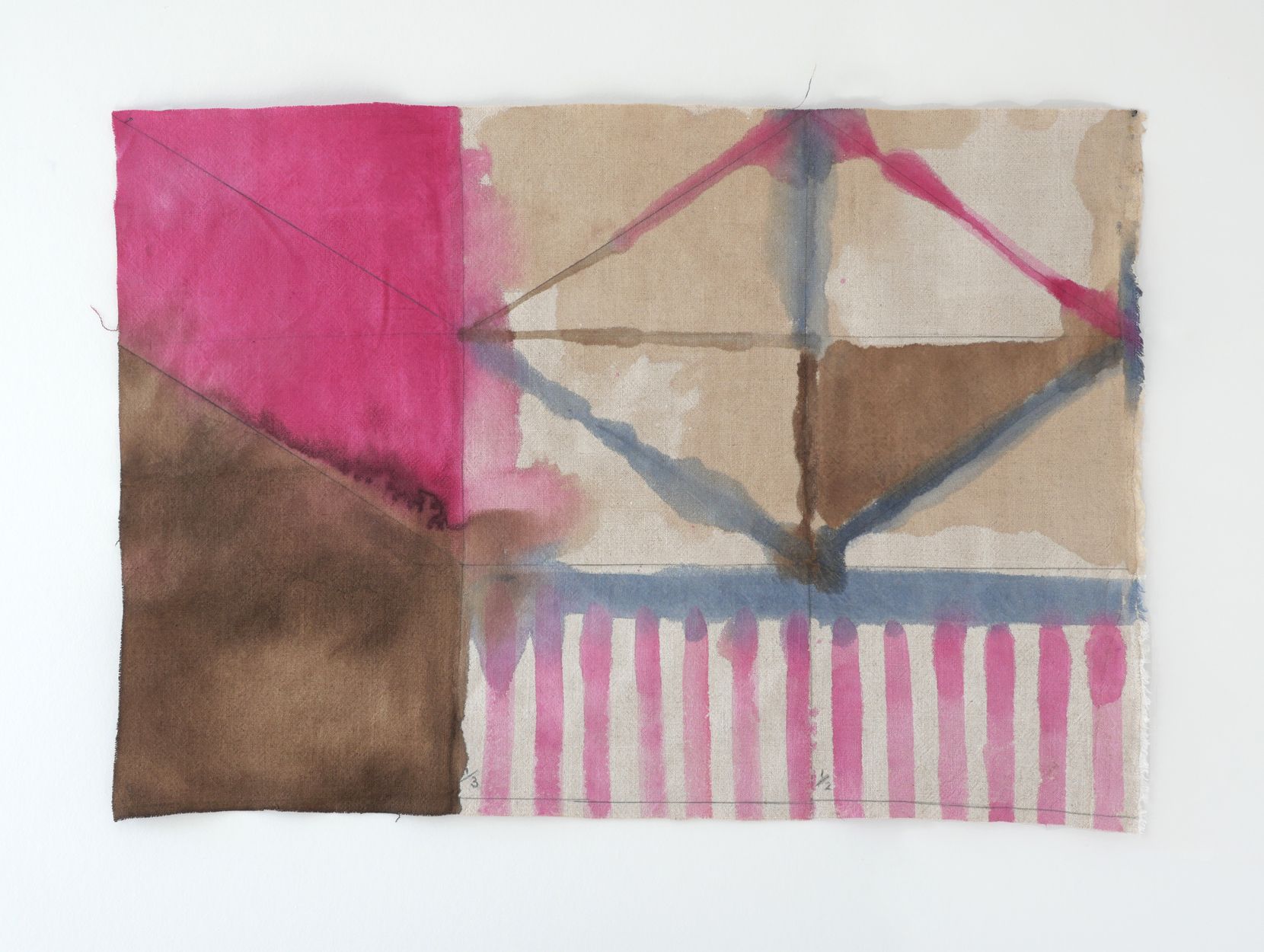 Afbeelding van een aquarel van Walnoteninkt, Magenta en Indigo op linnen-viscose uit 2026