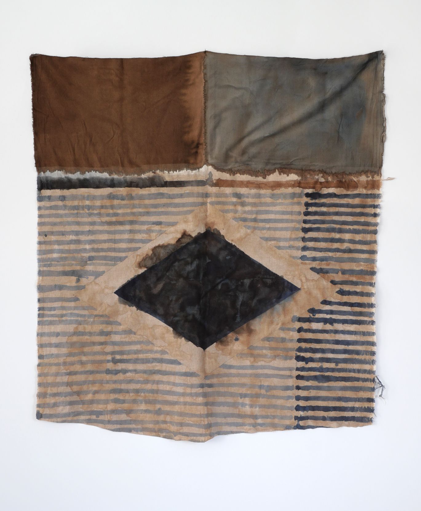 Afbeelding van de aquarel Walnoteninkt en Indigo op linnen-viscose 2026-IV