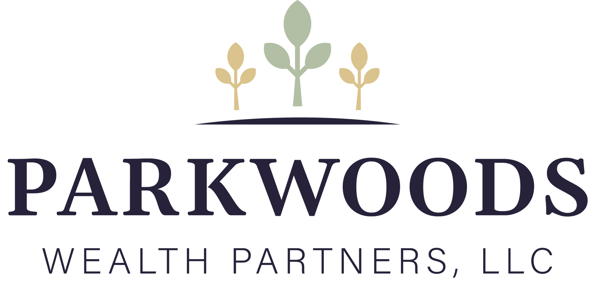 The logo for parkwoods wealth partners , llc shows a tree with leaves growing out of it.