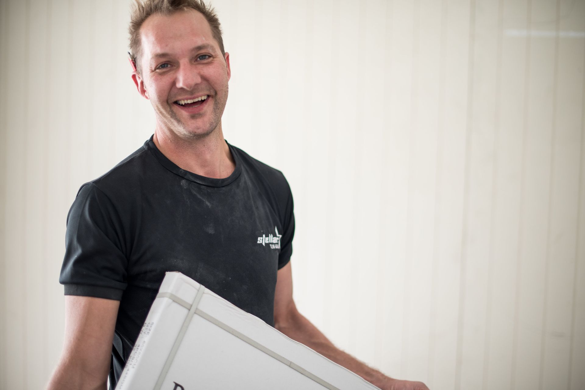 Erik from Stellar Tiling on site during bathroom installation – Ascot project