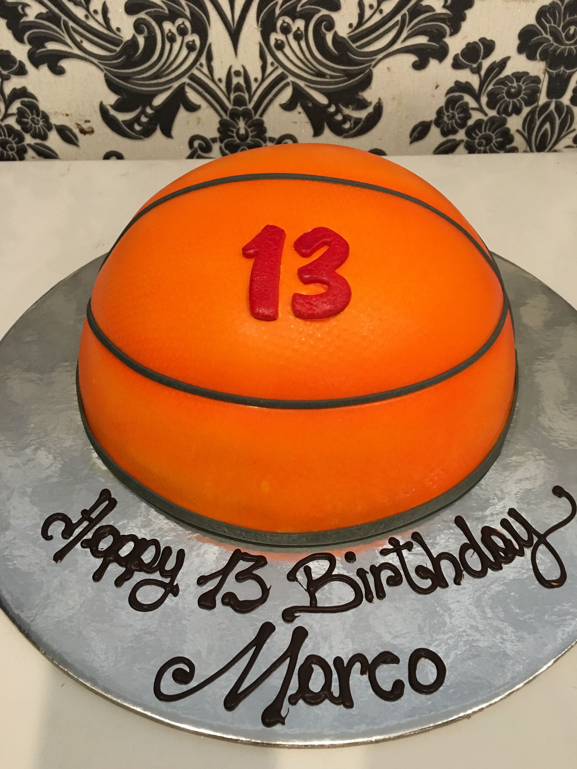 Basketball cake with number thirteen