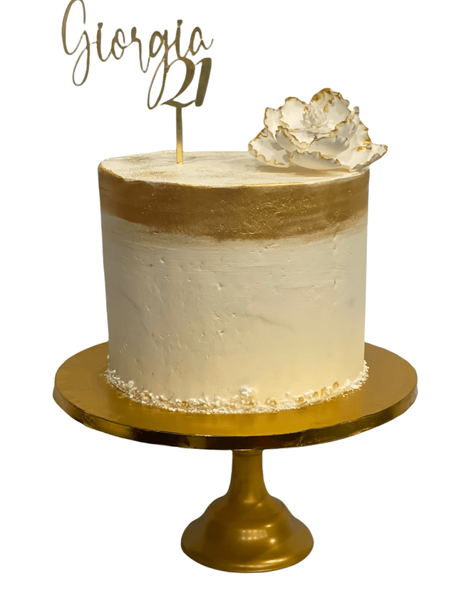Cake with gold and pearl details, 8 inch occasion cake, 8 inch round –  23sweets