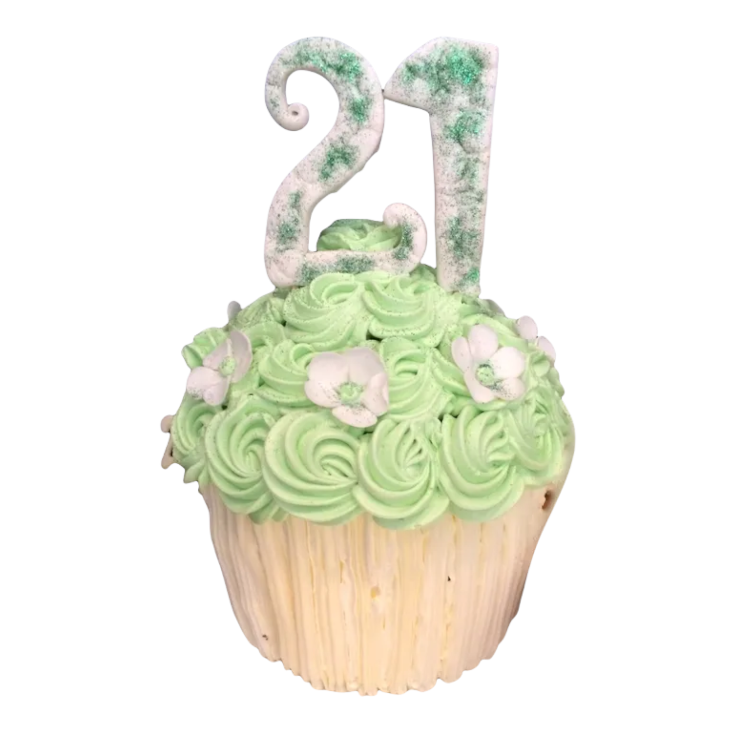 giant green twenty first birthday cake
