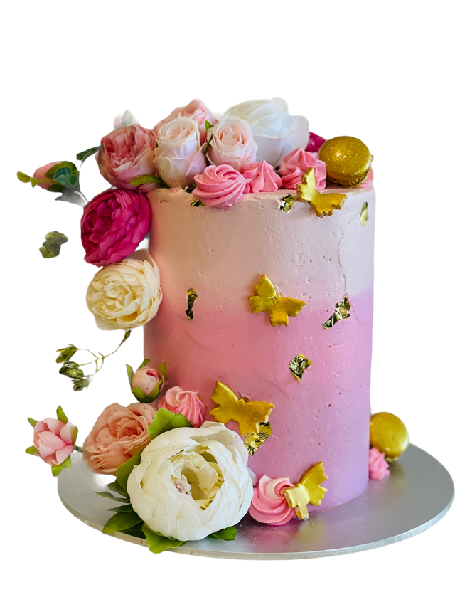 Drip Cake, Pink Cake, Birthday Cake, Butterfly Cake, Cake Flowers