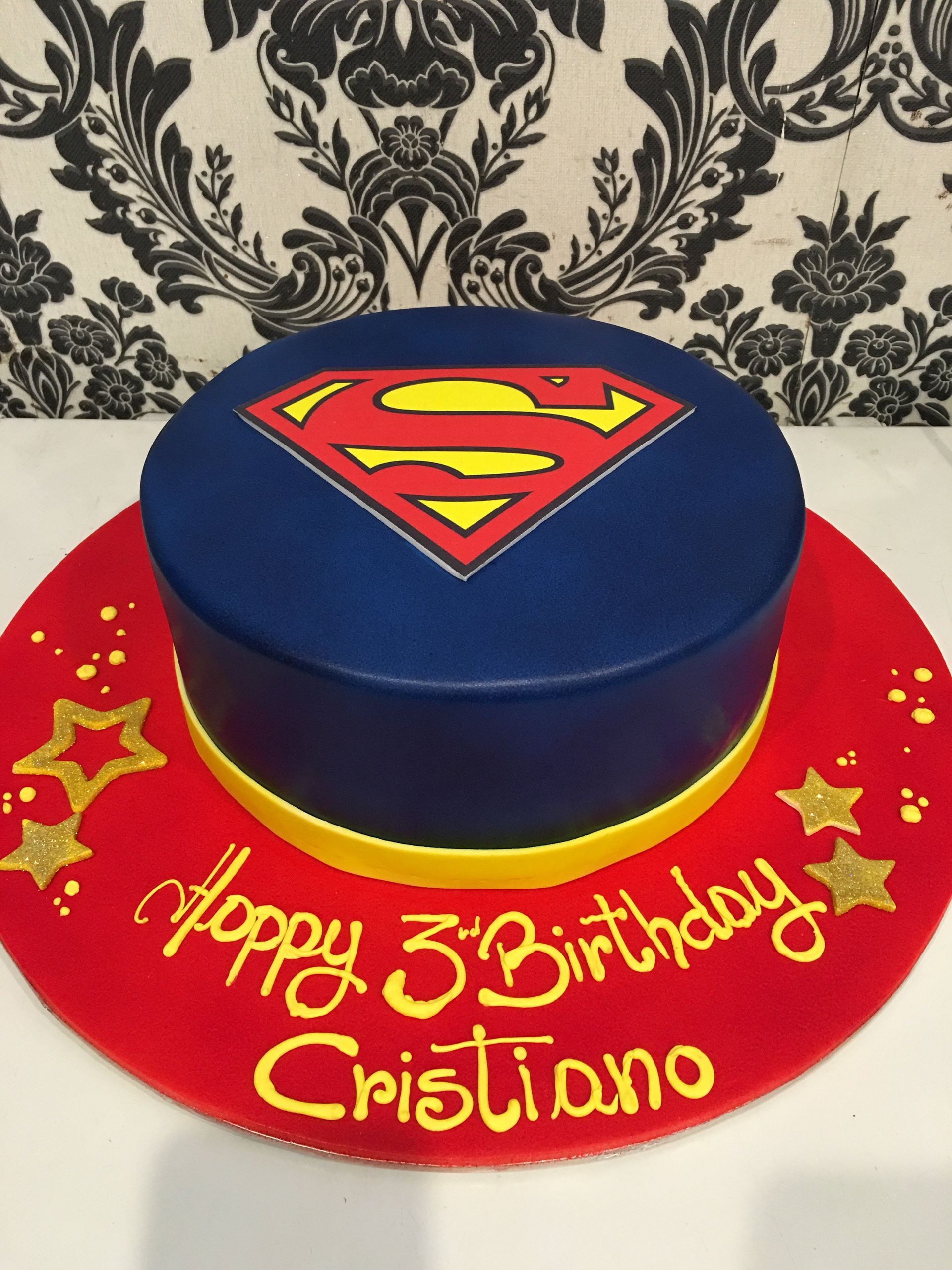 superman cake red blue gold