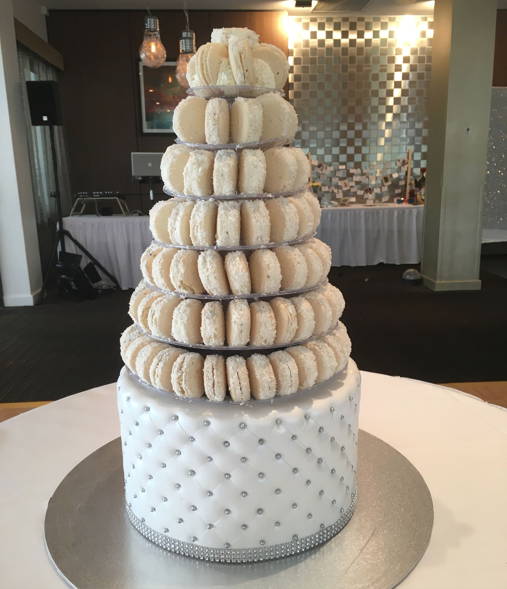 pillow top bottom layer with a macaron tower on top