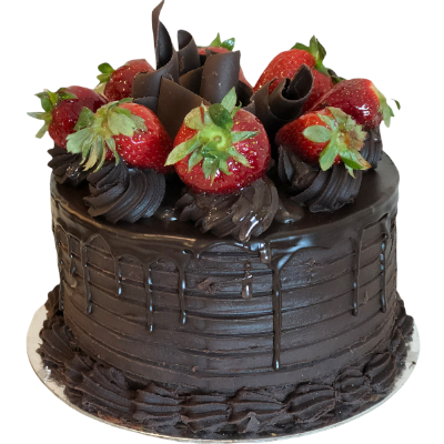 chocolate mud cake with strawberries