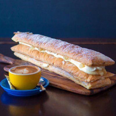 Apple strudel  filled with fresh apple custard and cream