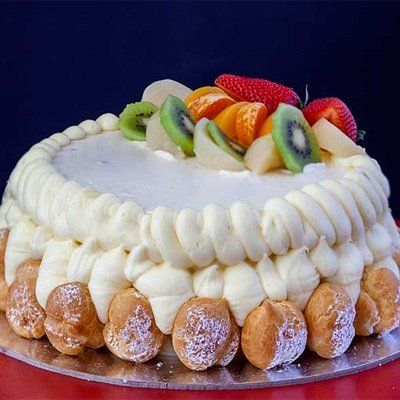 Gateau with puffs on the side