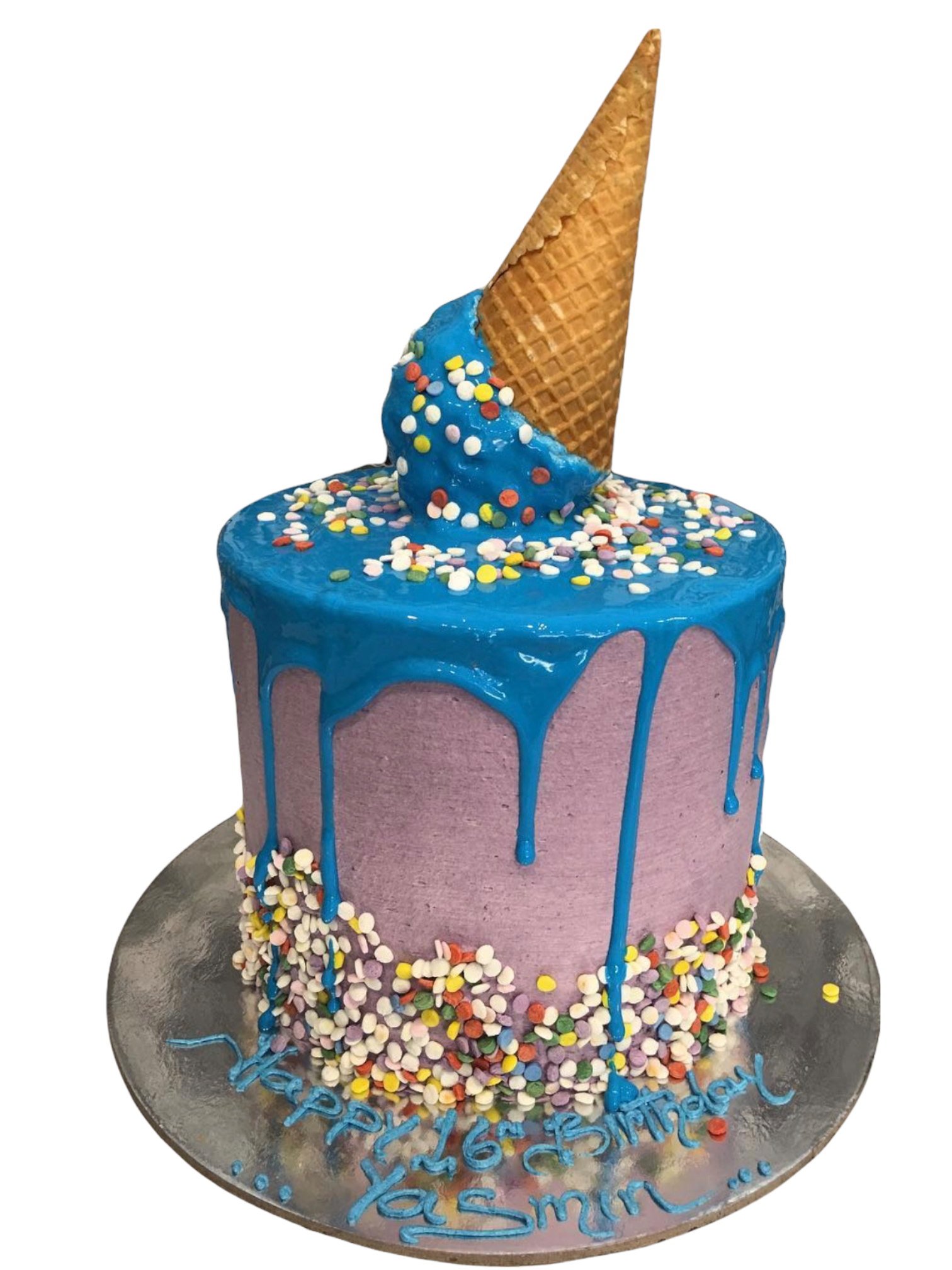 custom birthday cake with six icecream cones