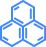 Um desenho azul e branco de uma estrutura química em um fundo branco.