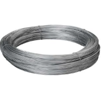 Bobina de alambre gris, firmemente enrollado y asegurado, listo para usar.