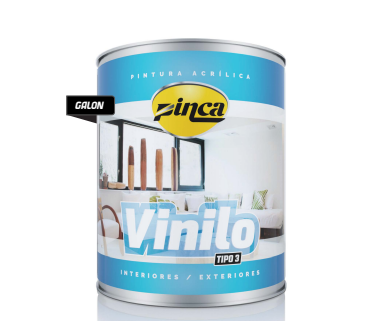 Lata de pintura acrílica Zinca Vinilo, color azul y blanco, para uso interior/exterior.