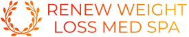 The logo for renew weight loss med spa has a laurel wreath on it.