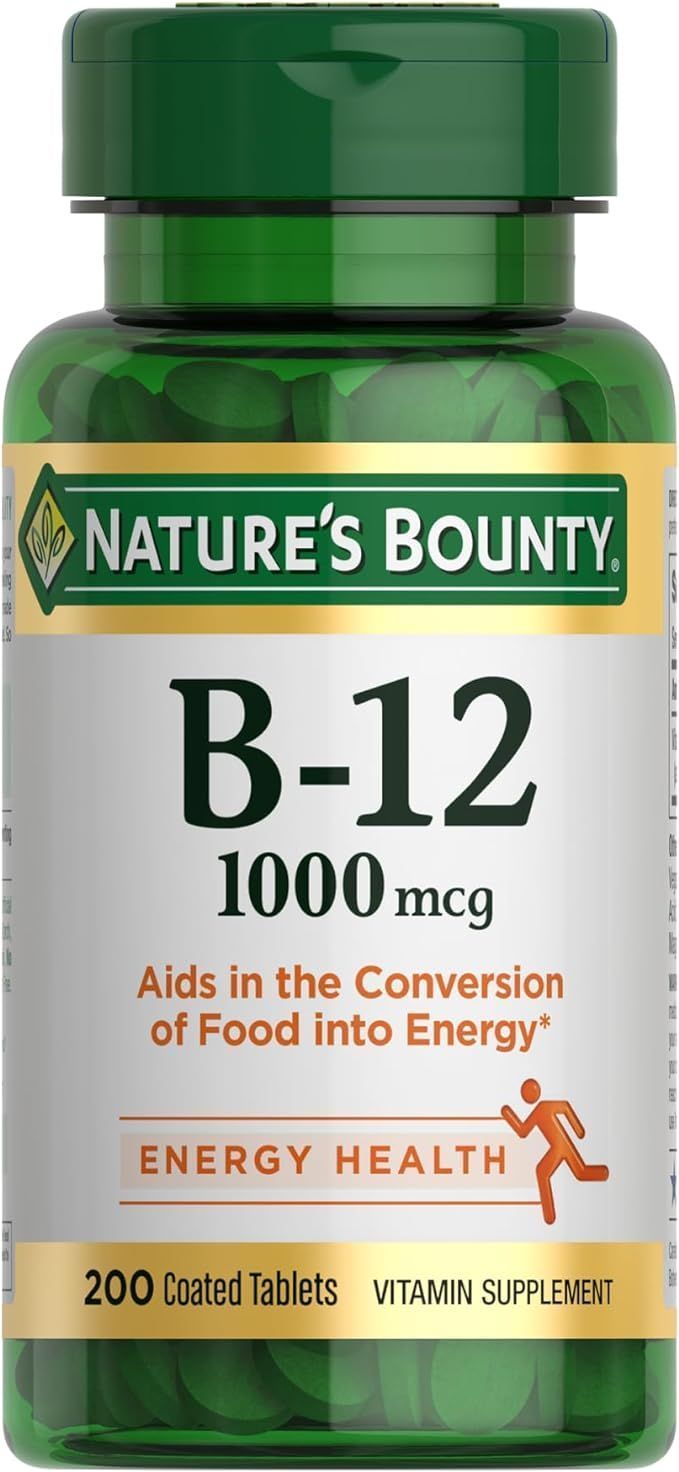 Nature 's bounty b-12 1000 mcg energy health 200 coated tablets