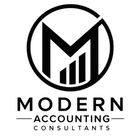Black Modern Accounting Consultants logo with circular “M” icon and bold text underneath