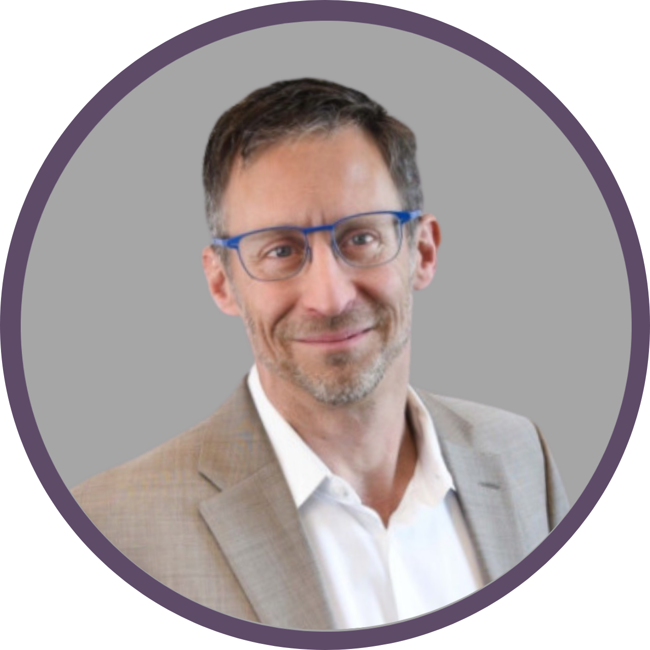 Silhouette of a person with a bald head and shoulders, facing forward.