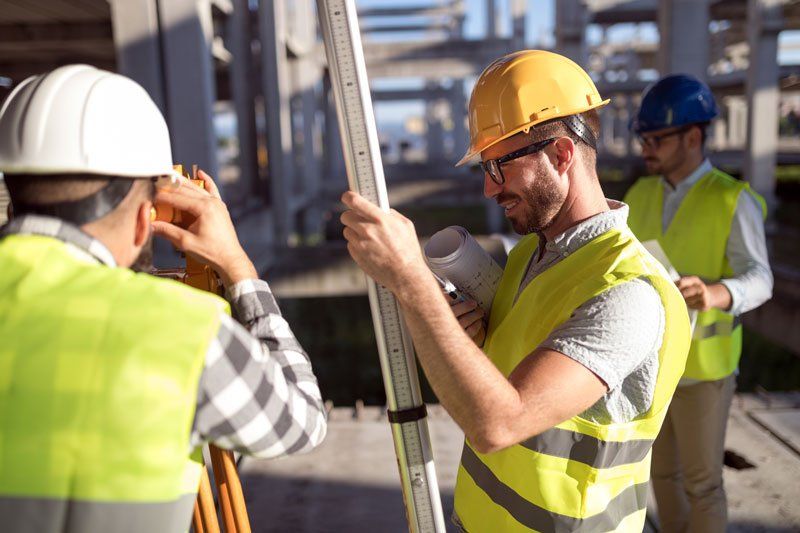 Office Building Surveying — Construction Engineers Working on Building Site in Alma, GA
