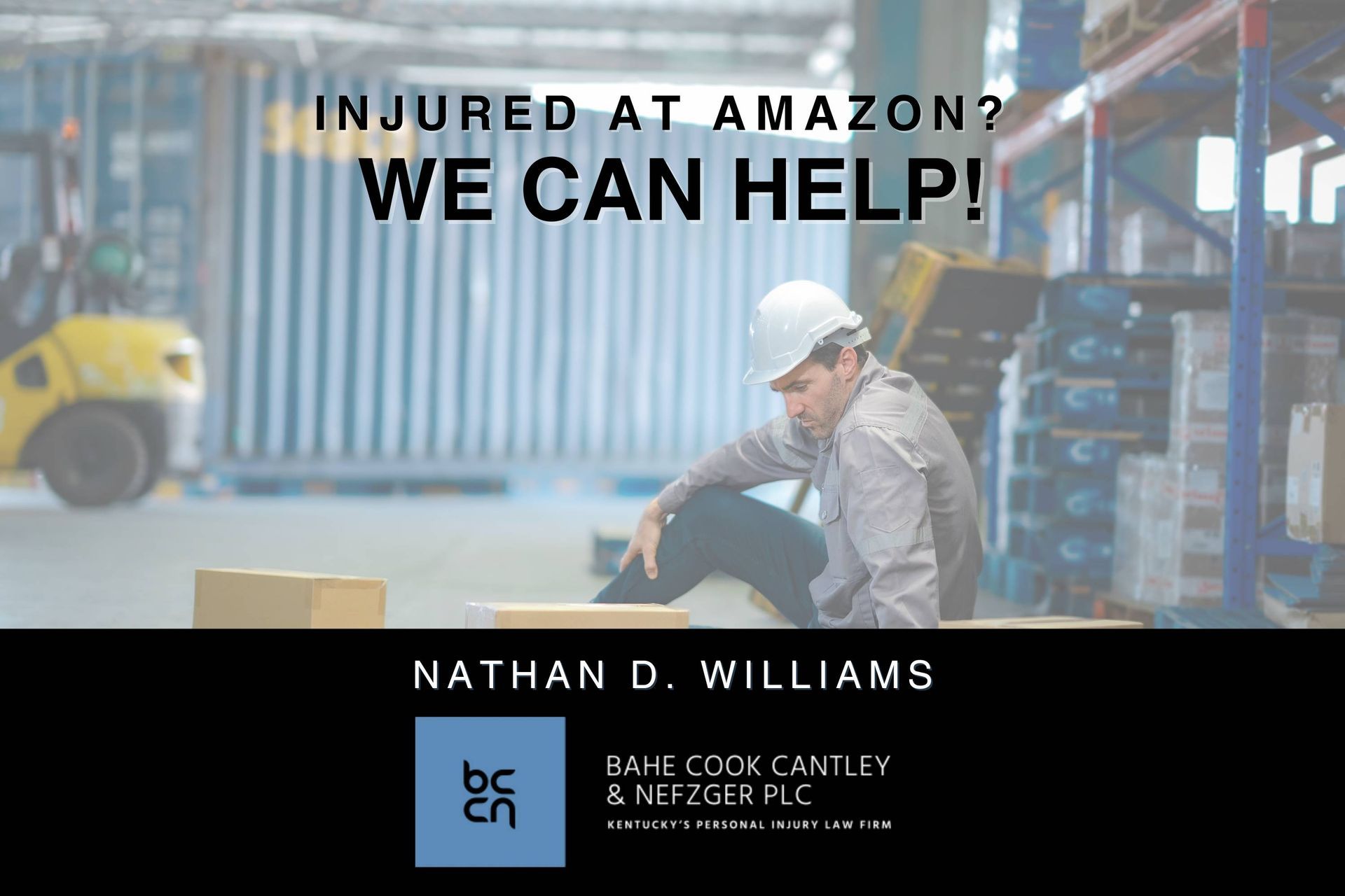 Amazon warehouse worker on the floor with scattered boxes near Campbellsville, Kentucky (KY)