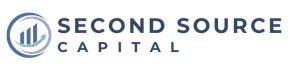 The second source capital logo is a blue and white logo with a graph on it.