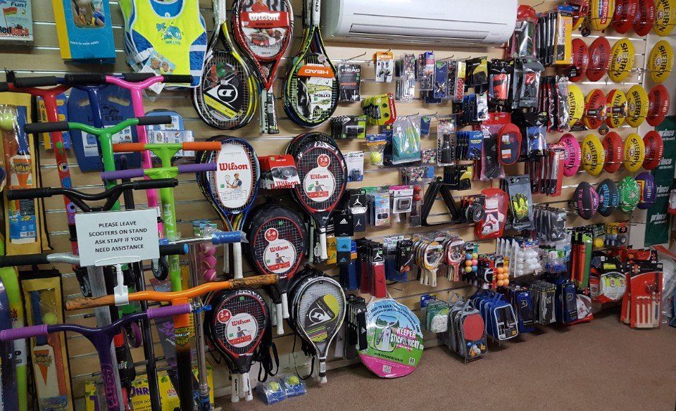 View of sports gear at the shop
