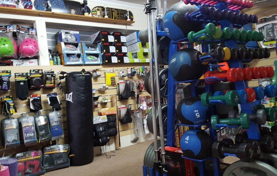 View of sports gear at the shop