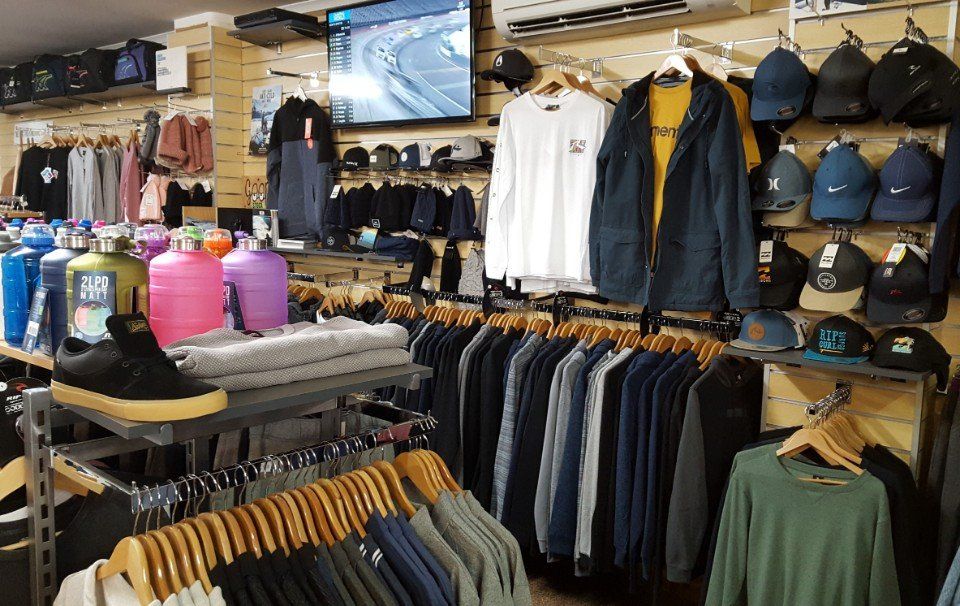 View of sports apparel at the shop