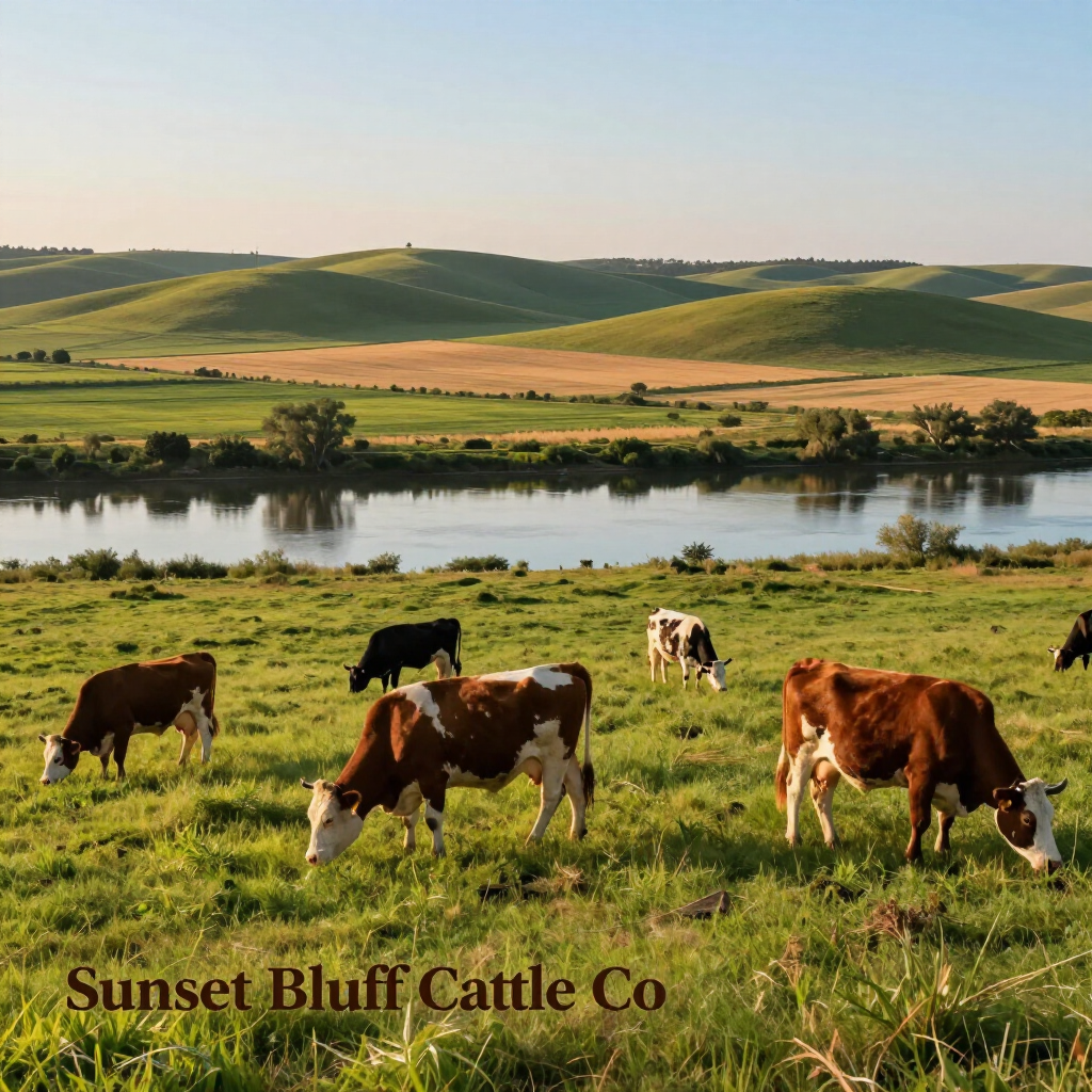 Sunset Bluff Cattle by the River