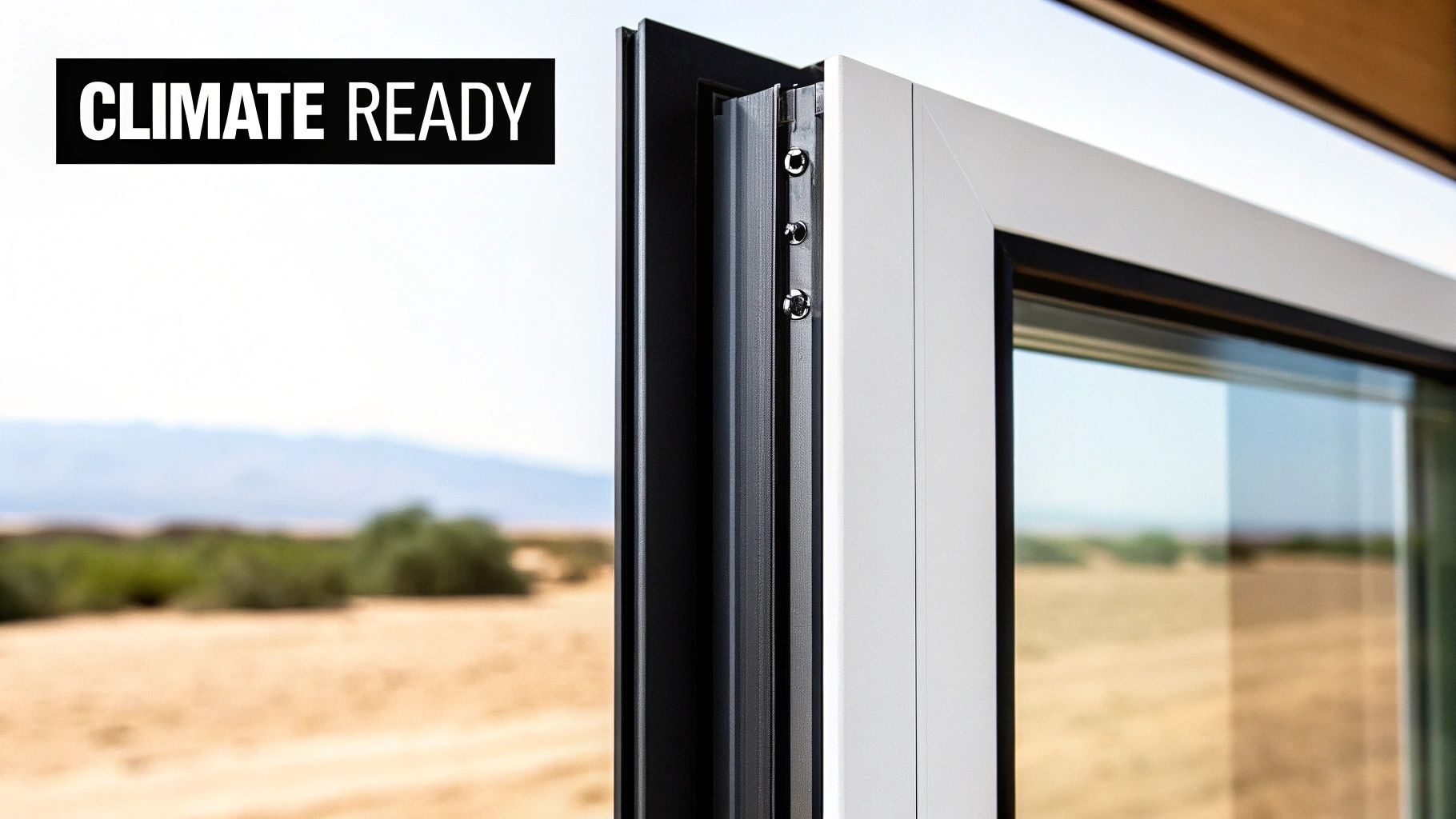 Close-up of a white door frame labeled