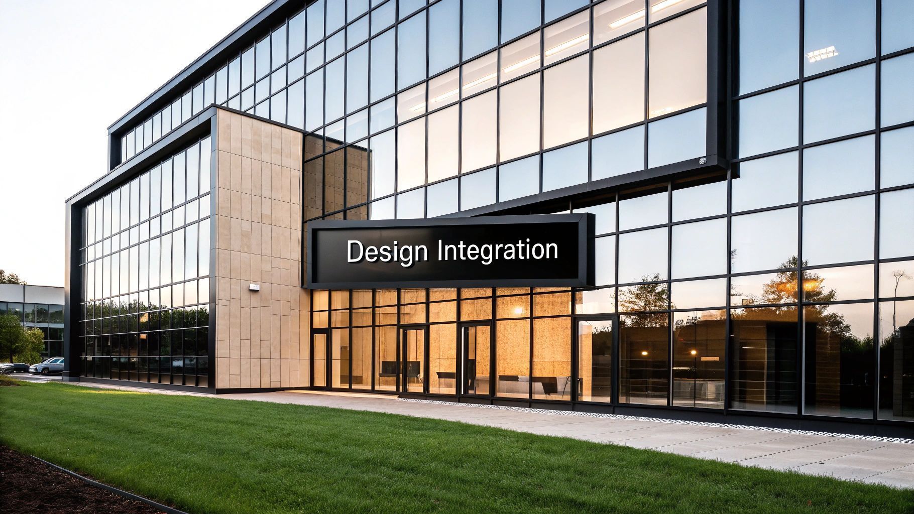 Modern glass building with