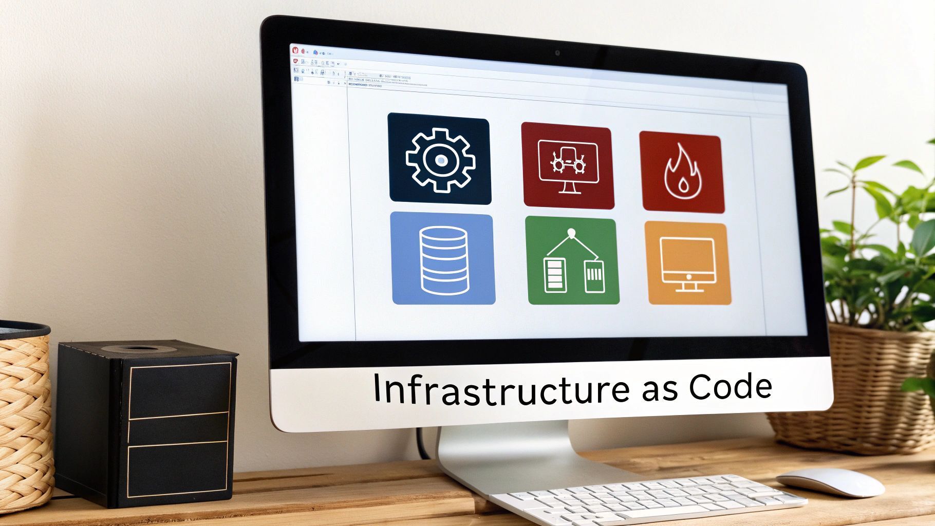 Computer screen displaying icons, labeled