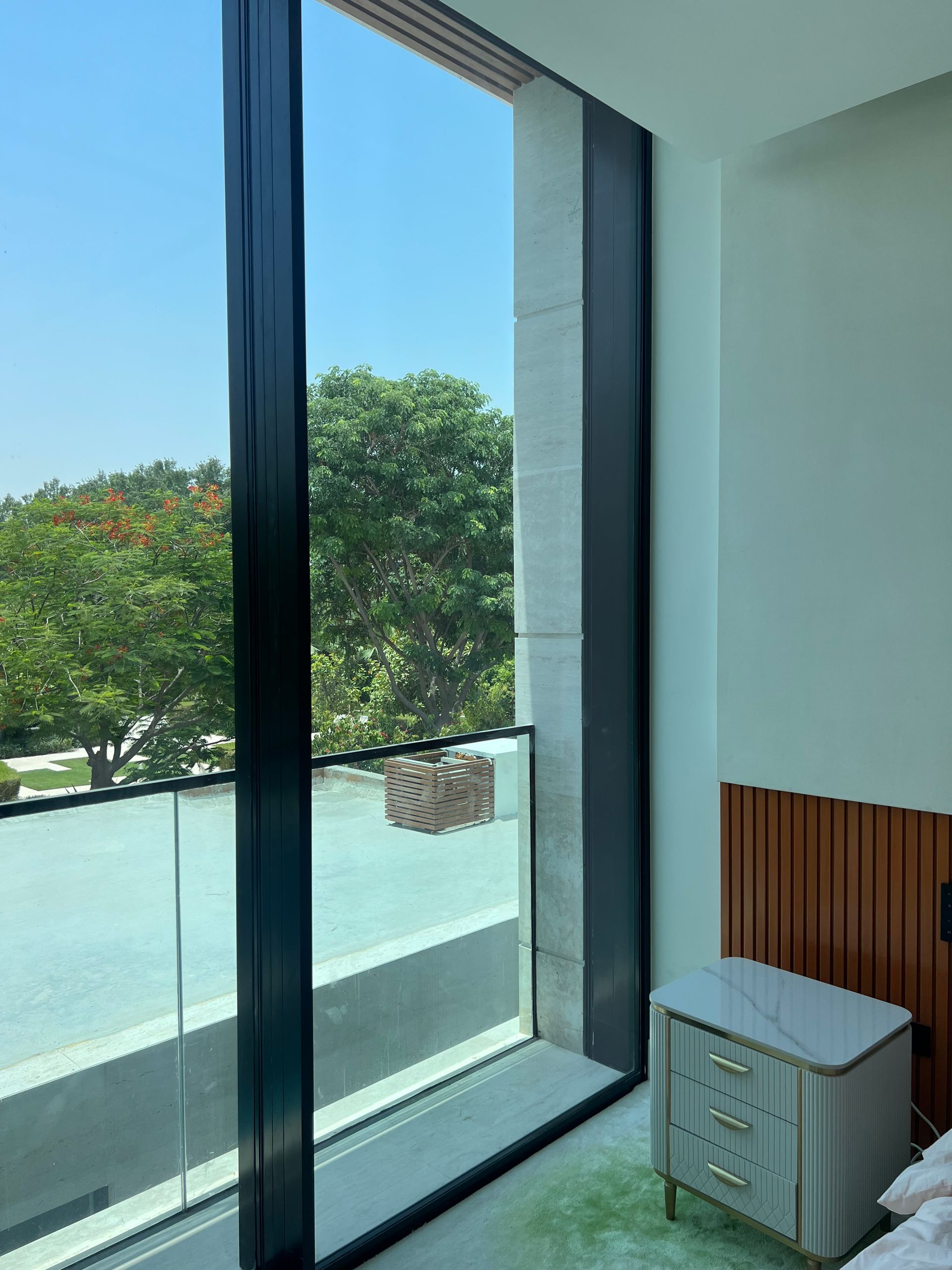 glass handrail in al barari villa 