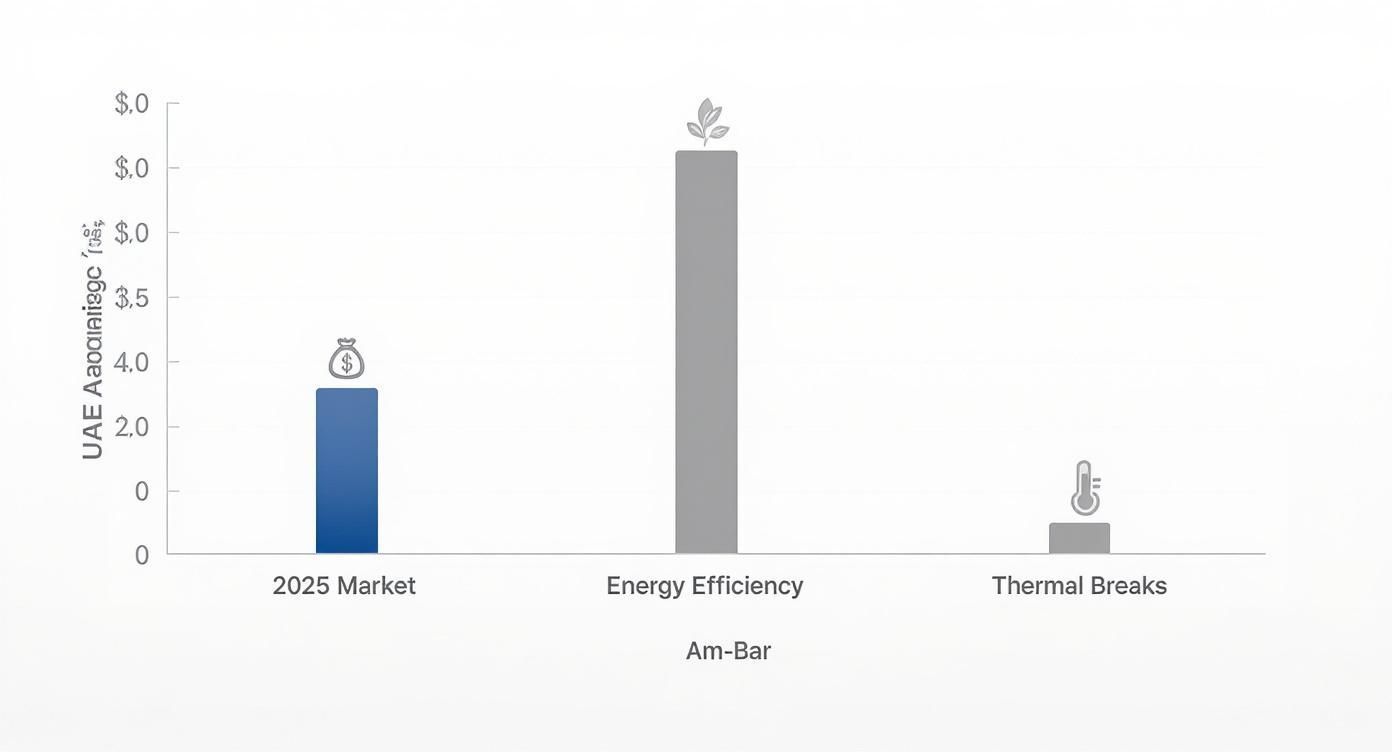 Bar graph comparing energy factors: waste, efficiency, and thermal basis, with efficiency being the highest.