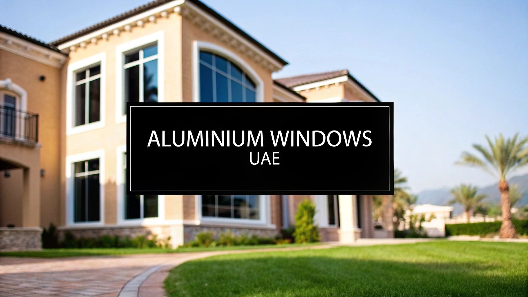 A house with aluminum windows in the UAE, with text overlay: 