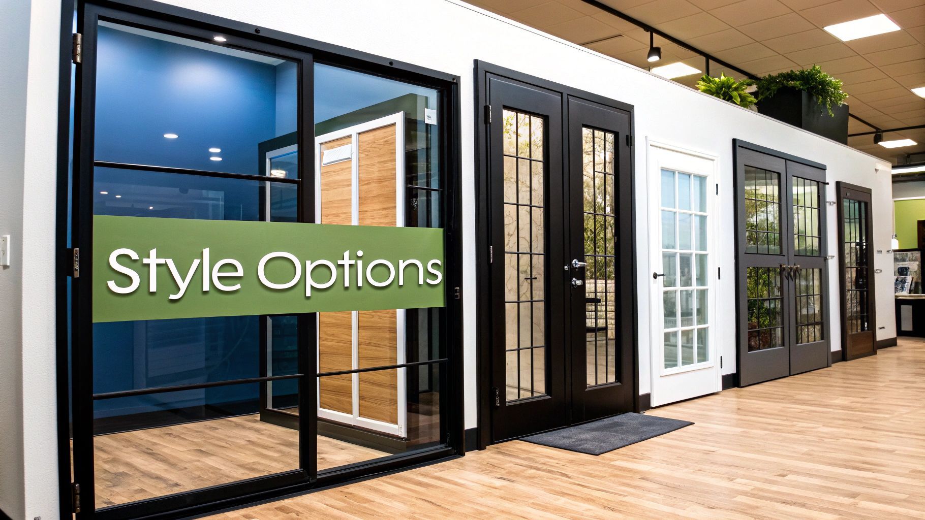 Doors in a showroom with