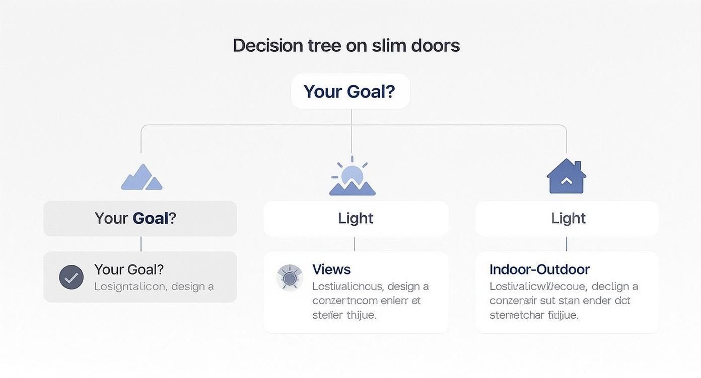 Decision tree for slim doors, with goal options: your door, views, and indoor-outdoor light.