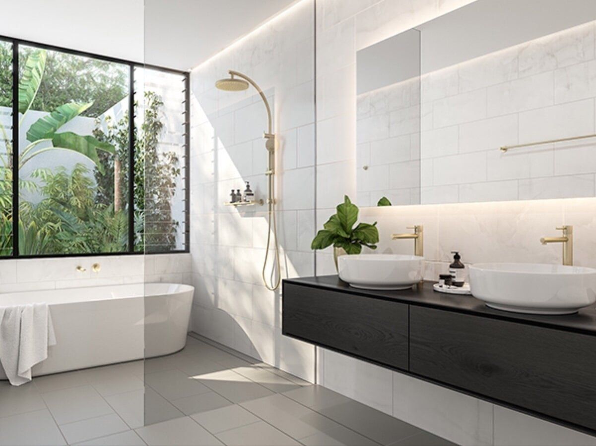 Modern Black & White Bathroom — Home Renovations in Port Macquarie, NSW