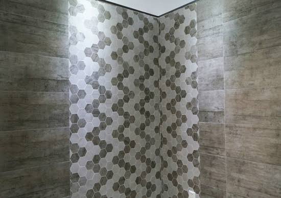 Hexagon Tiling in Shower — Home Renovations in Port Macquarie, NSW