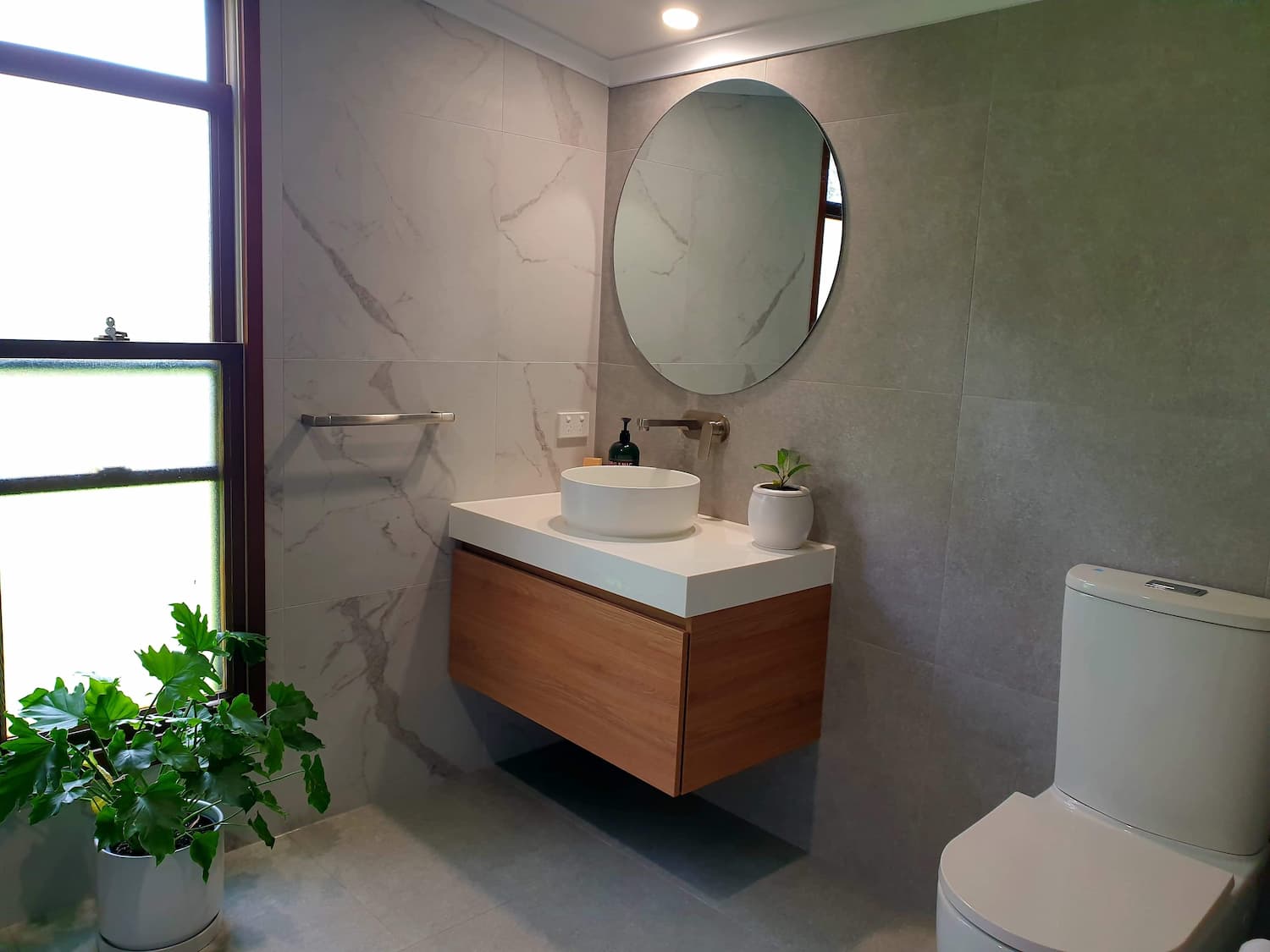 Vanity Cabinet And Round Mirror  — Home Renovations in Port Macquarie, NSW