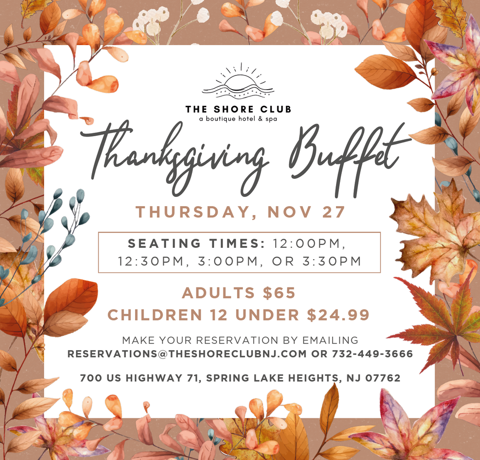 Shore Club Spring Lake NJ Thanksgiving Buffet