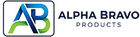 The logo for alpha bravo products is blue and green.